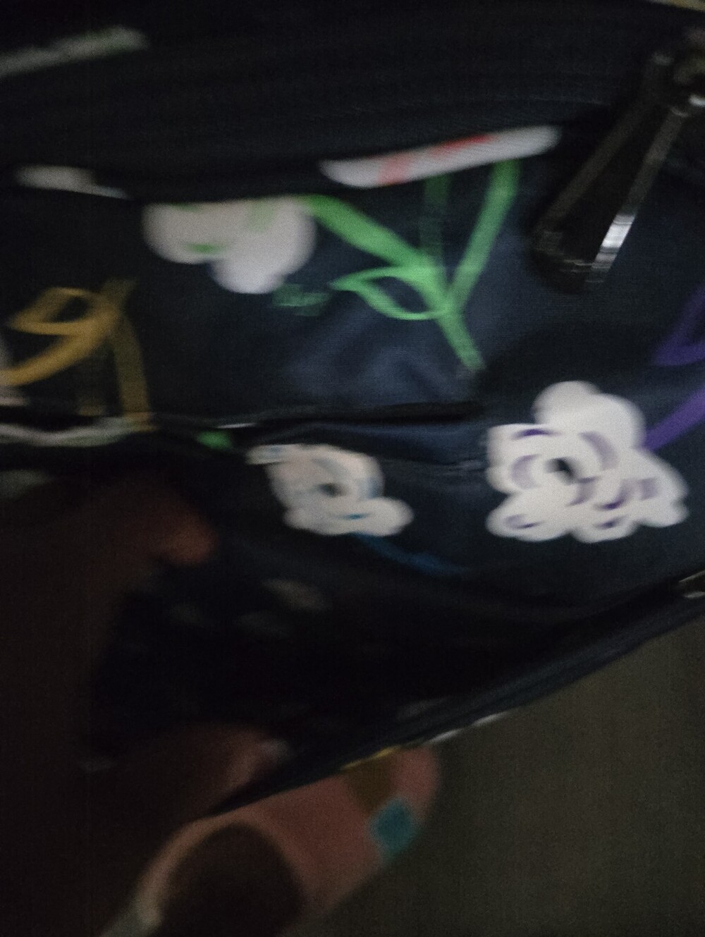 Floral Print Rolling Backpack - Black Multicolor LIKE NEW - Picture 5 of 6